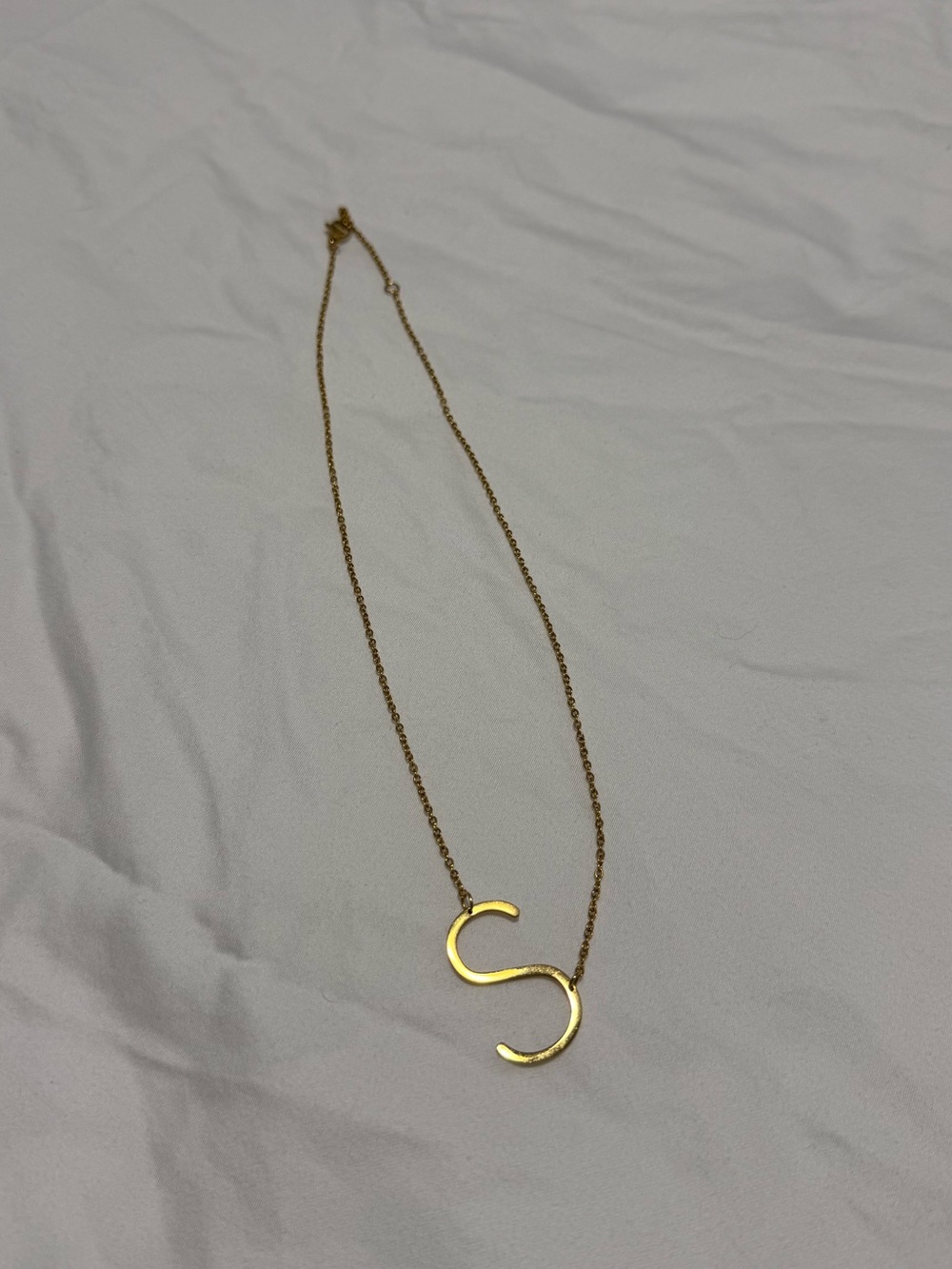 Gold plated S initial necklace